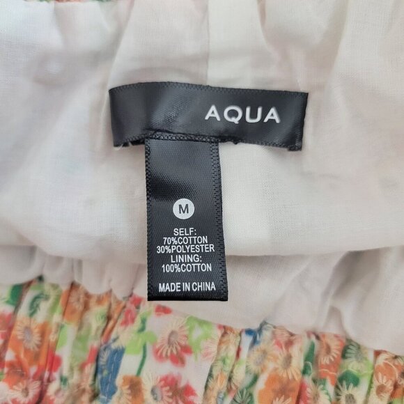 Aqua Floral Mini Dress Delicate Embroidered Lace Bright Colorful Prairie Size M - Picture 10 of 11